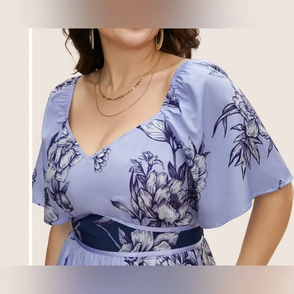 Bloomchic Floral Blue Dress NEW - Picture 4 of 6